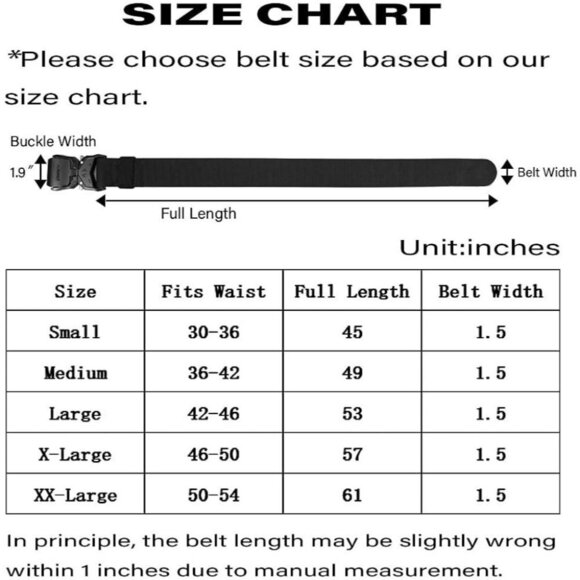 Tactical Belt, Military Hiking Rigger 1.5" Nylon Web Work Belt with Heav… - Picture 6 of 7